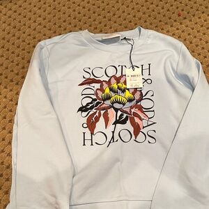 Scotch & Soda Light Blue Floral Graphic Crewneck Sweater